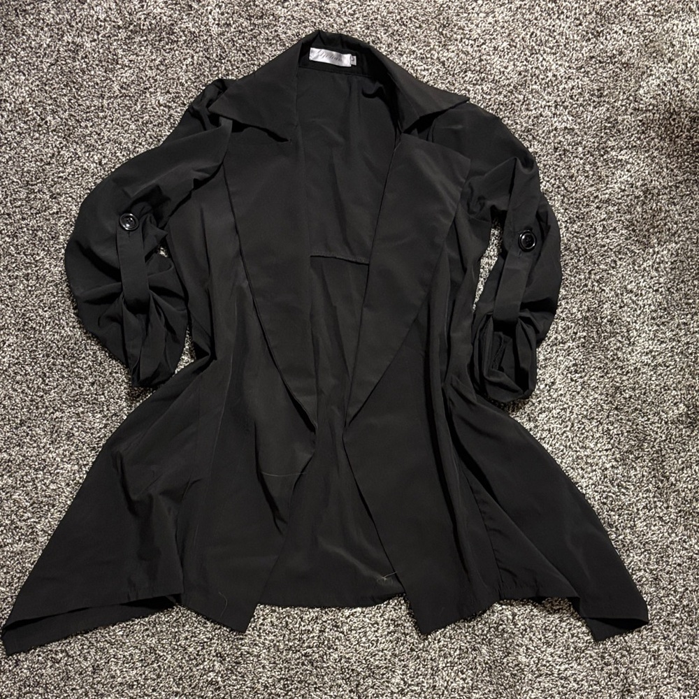 Yi Lian Elegant Waterfall Style Black Blazer Size L